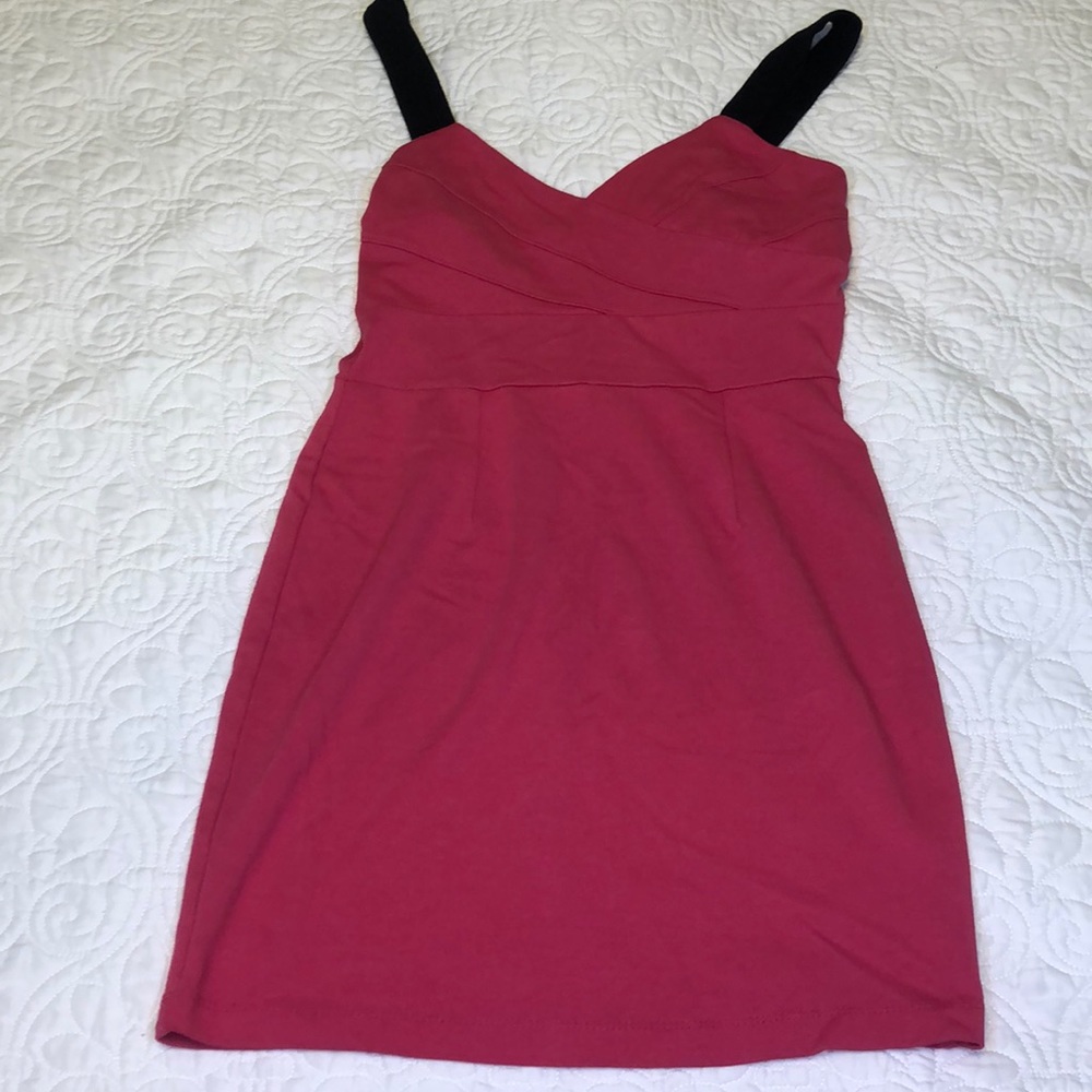 Pink dress with black straps